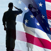 Image of Flag and Saluting Soldier